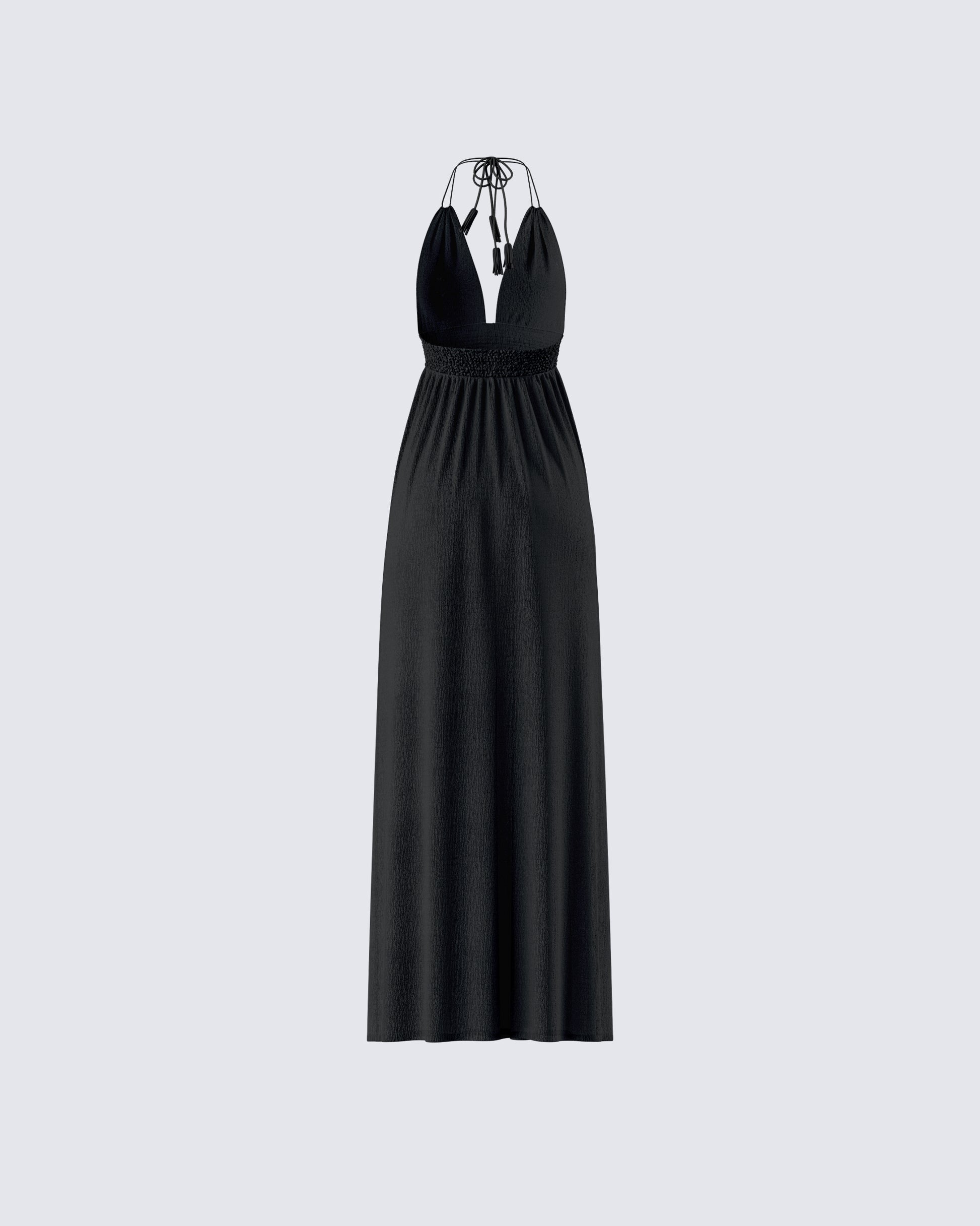 Black Halter Maxi Dress - Smocked Waist Flowy FINESSE Black Halter Maxi Dress - Smocked Waist Flowy FINESSE