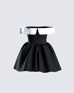 Vale Black Off Shoulder Mini Dress – FINESSE