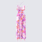 Kenya Pink Floral Ruffle Maxi Dress