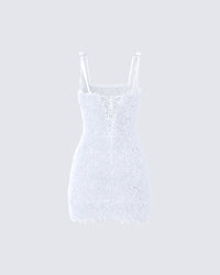 Dallas White Petal Mini Dress