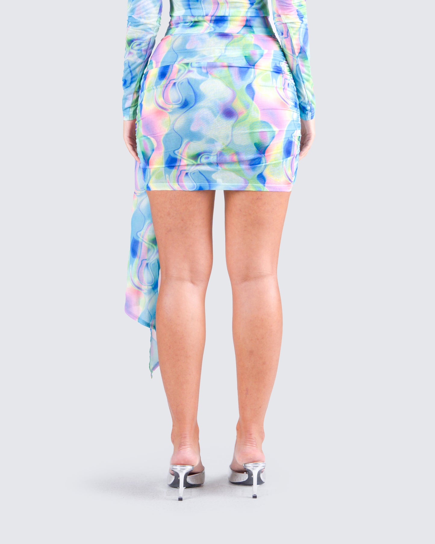 Cyra Psychedelic Print Drape Skirt