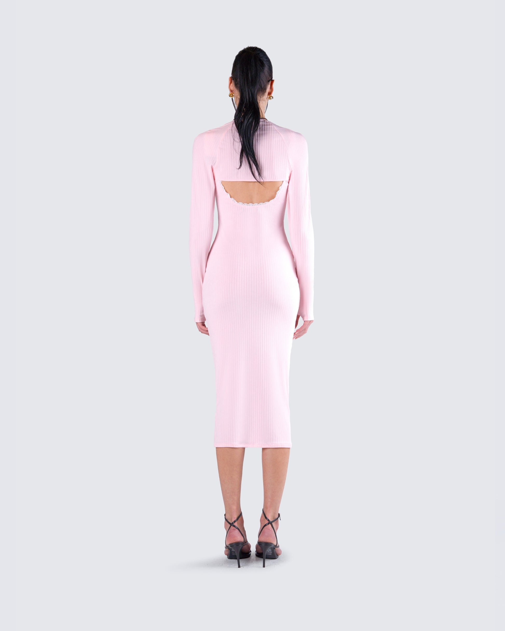 Pink Ribbed Midi Dress - Bodycon Tank Style FINESSE Pink Ribbed Midi Dress - Bodycon Tank Style FINESSE