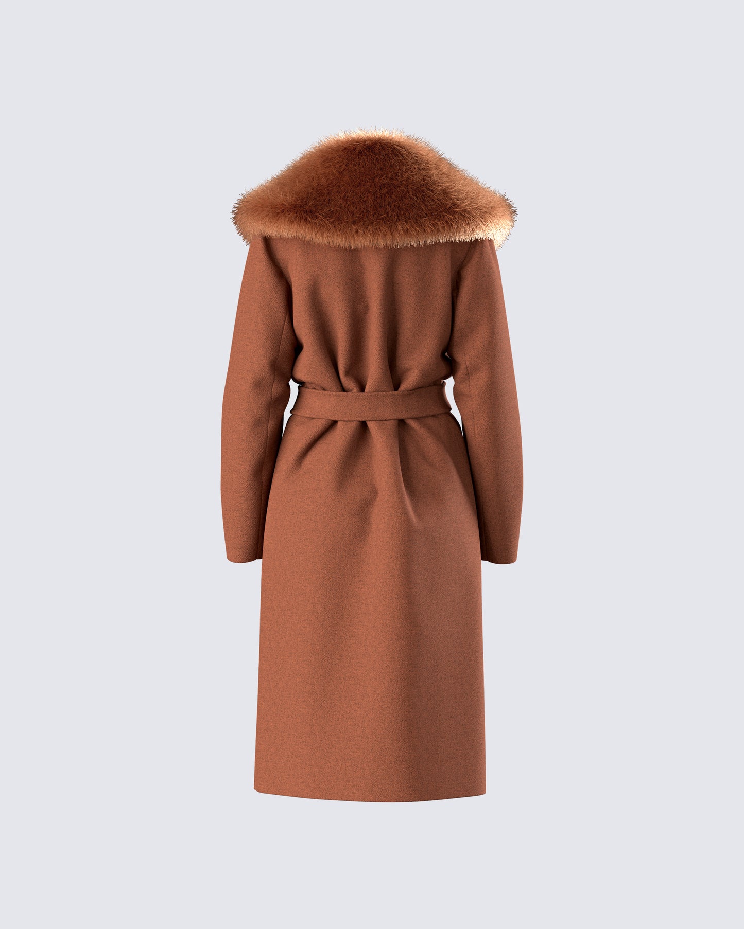 Hala Brown Faux Fur Trim Coat