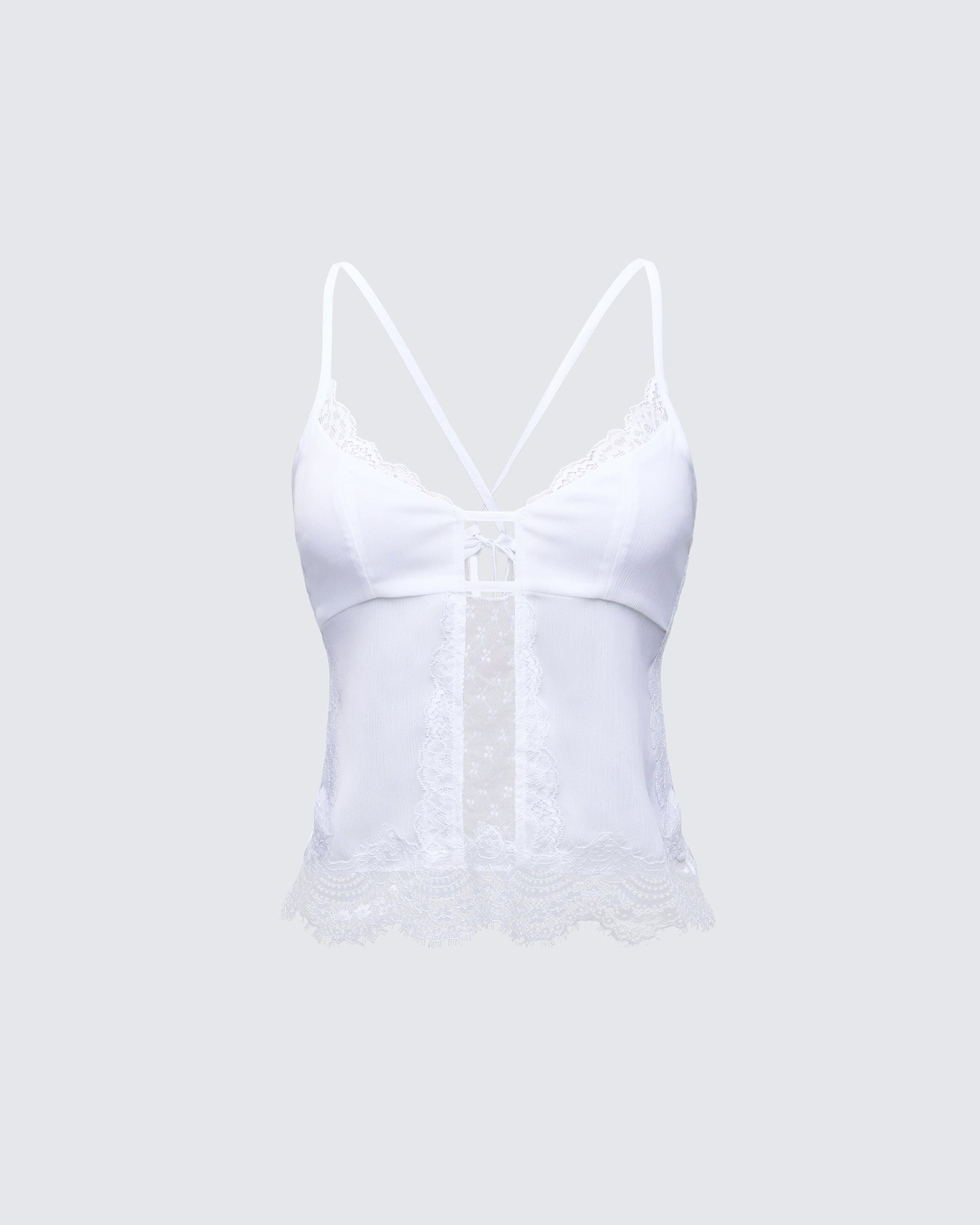 Delphina White Lace Mix Cami Top product front