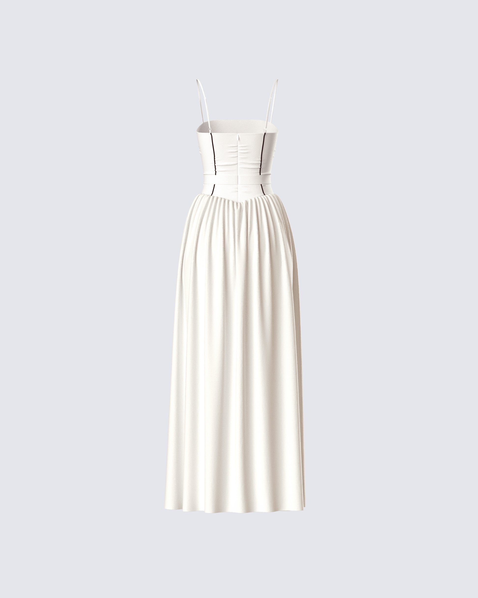 Ivory Maxi Dress - Cotton Corset Bodice Full Length FINESSE Ivory Maxi Dress - Cotton Corset Bodice Full Length FINESSE