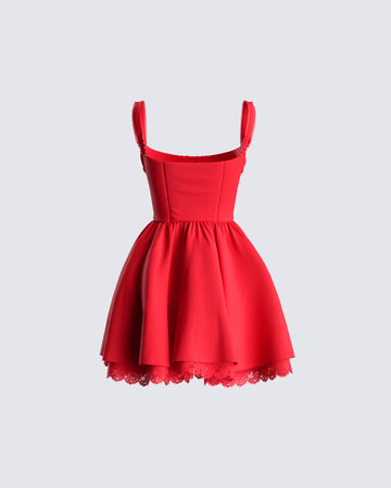 Brit Red Poplin Mini Dress