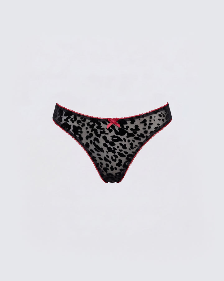 Felicity Black Animal Flocked Panty