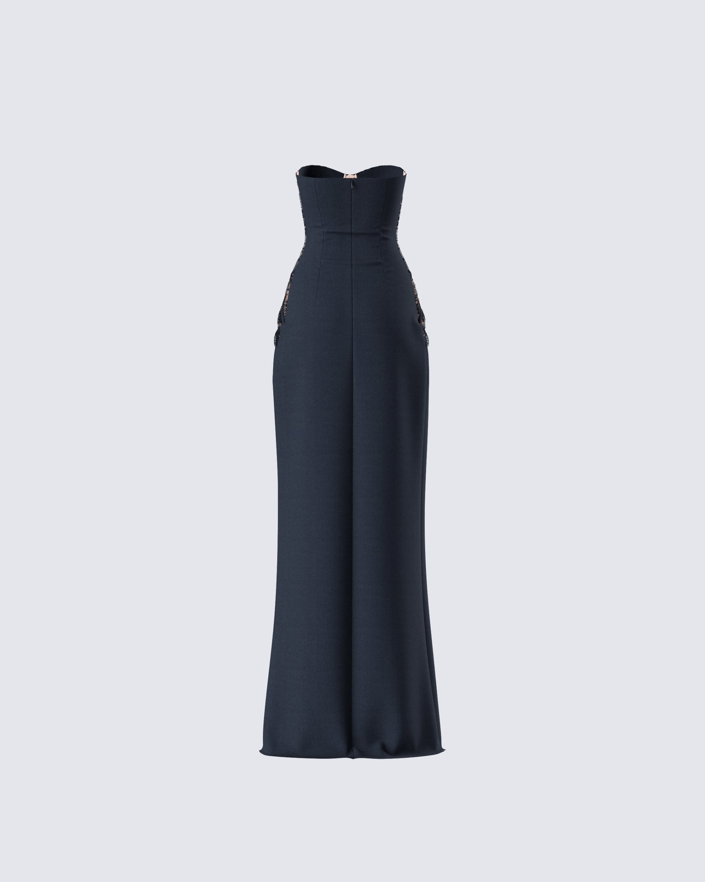 Black Lace Panel Maxi Dress - Strapless Formal Gown FINESSE Black Lace Panel Maxi Dress - Strapless Formal Gown FINESSE