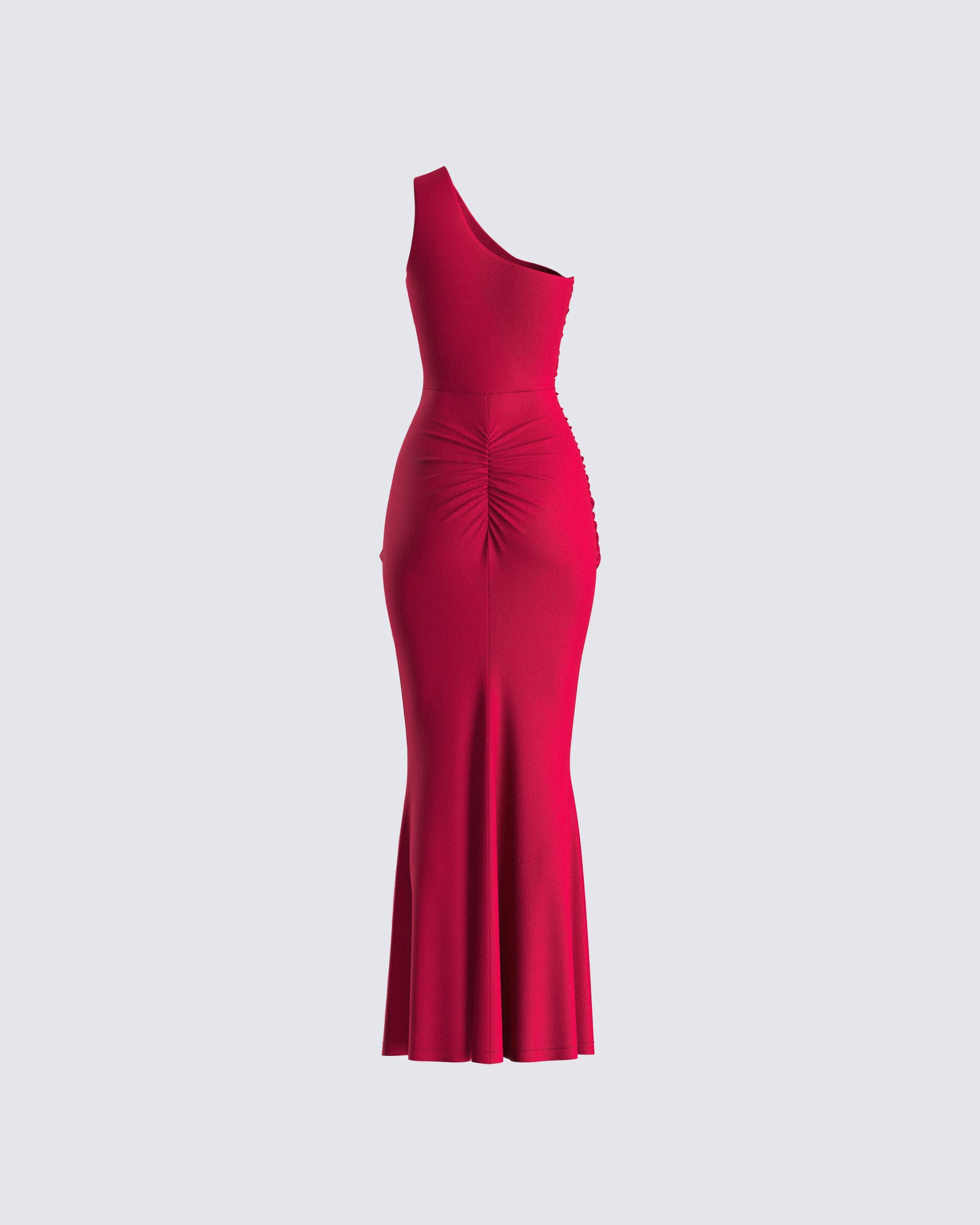 Red One Shoulder Maxi Dress - Bodycon Party Dress FINESSE Red One Shoulder Maxi Dress - Bodycon Party Dress FINESSE
