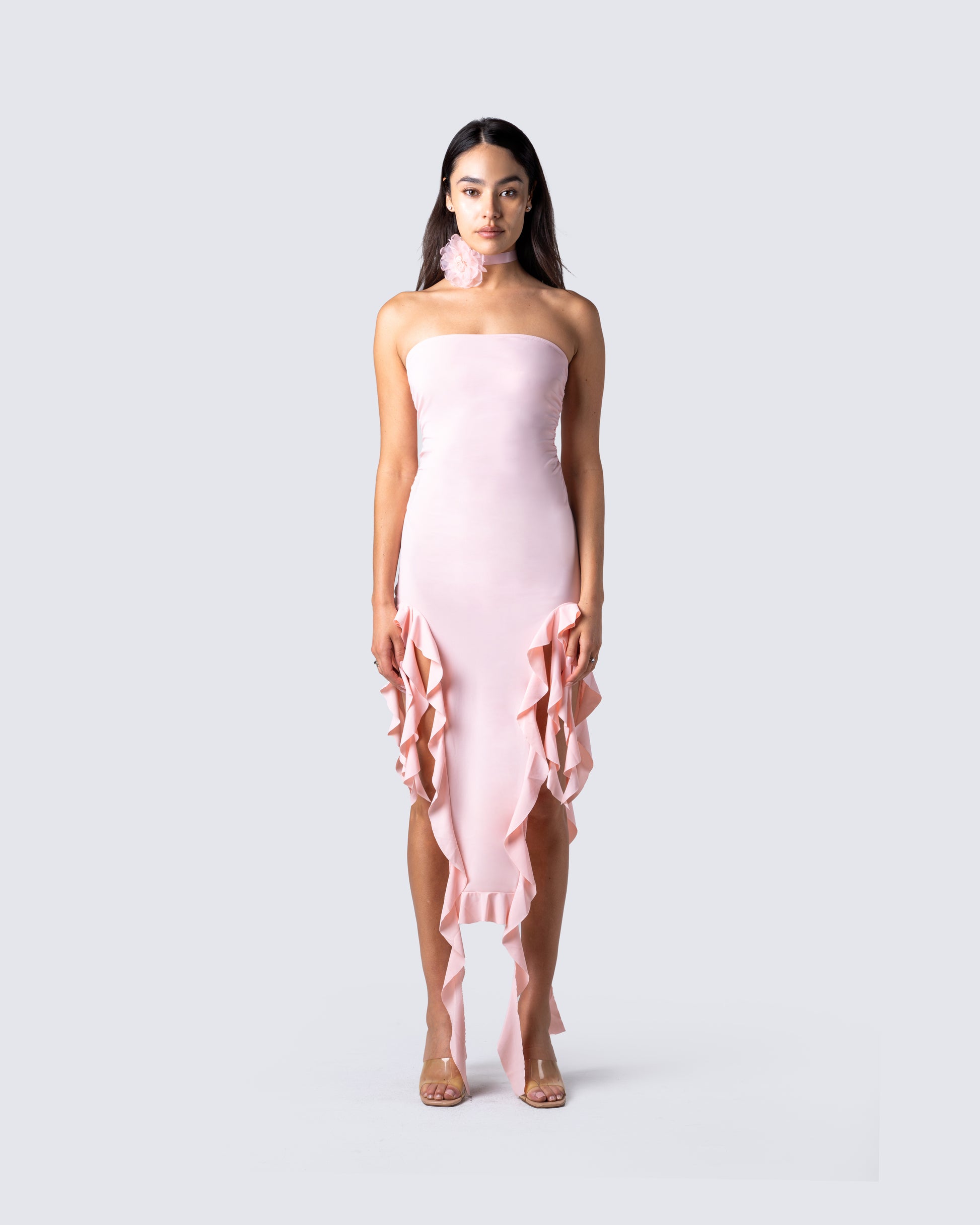 pink dress with choker Choker One-Shoulder Short Tight Jovani Party Dress Yellow / 00