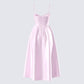 Eulla Pink Satin Midi Dress