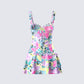Odelle Printed Satin Ruffle Dress