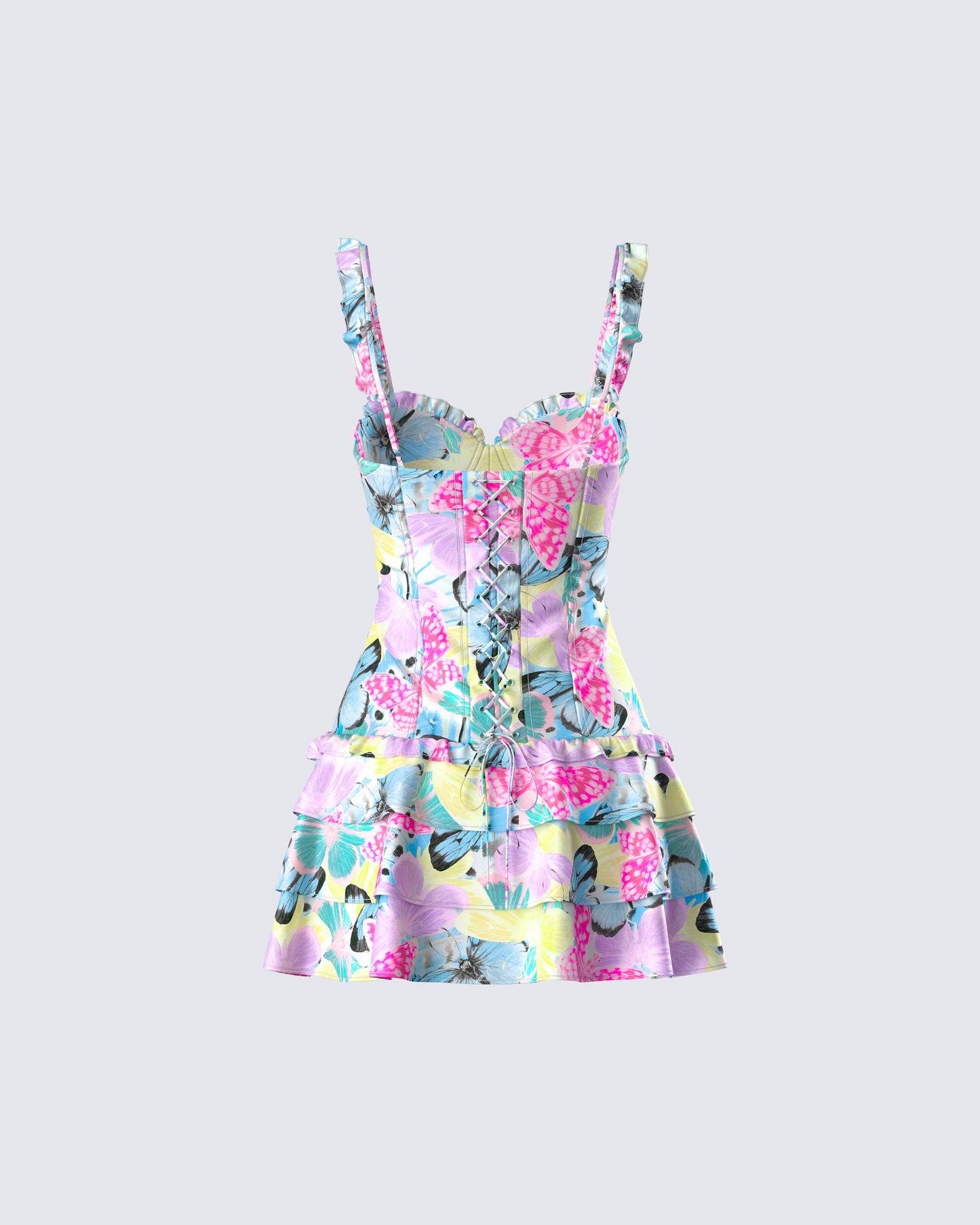 Odelle Printed Satin Ruffle Dress