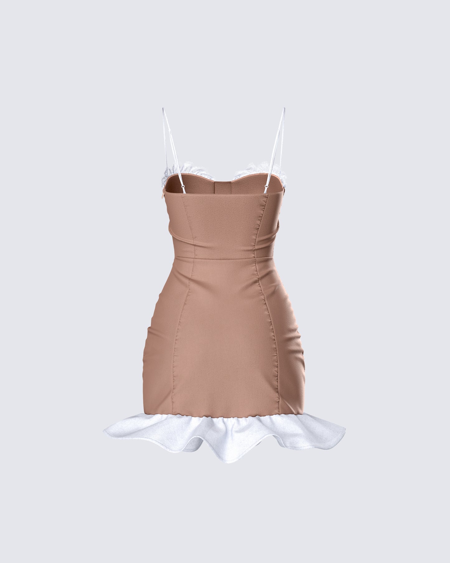 Aza Taupe Lace Up Mini Dress