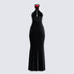 Nala Black Rhinestone Velvet Gown