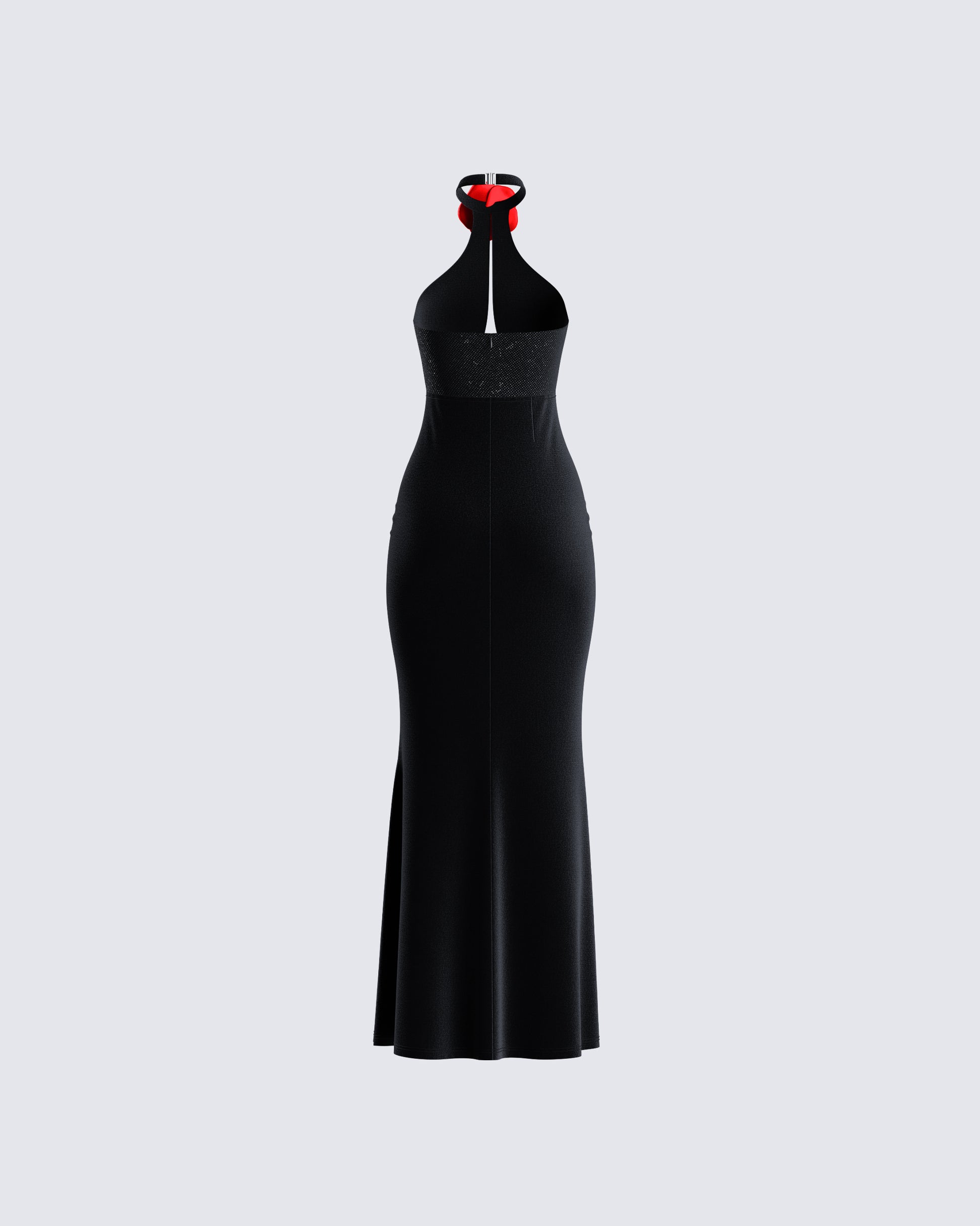 Black Velvet Gown - Halter Neck Rhinestone Evening Dress FINESSE Black Velvet Gown - Halter Neck Rhinestone Evening Dress FINESSE