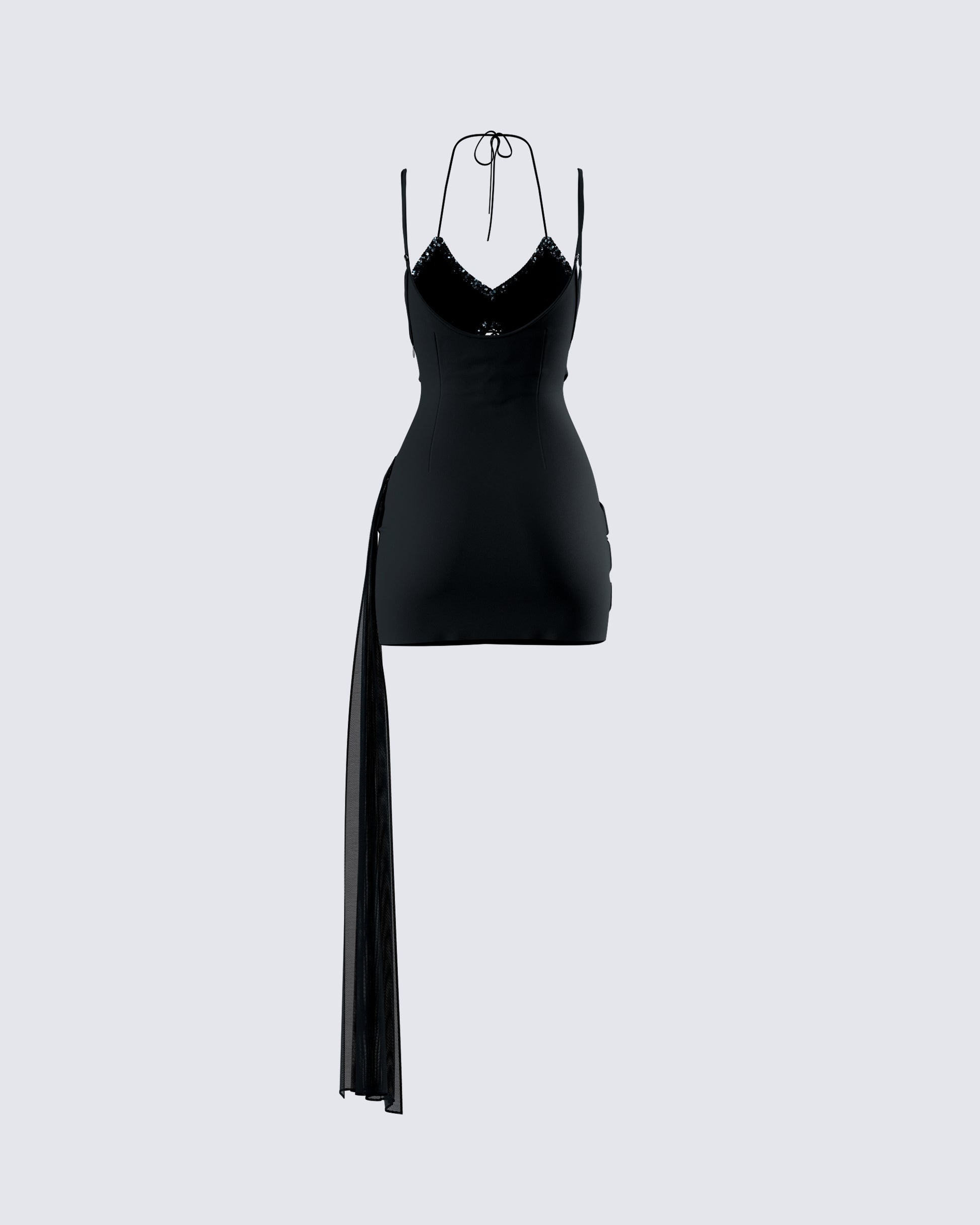 Black Sequin Two-Piece Set - Halter Top + Mini Skirt FINESSE Black Sequin Two-Piece Set - Halter Top + Mini Skirt FINESSE