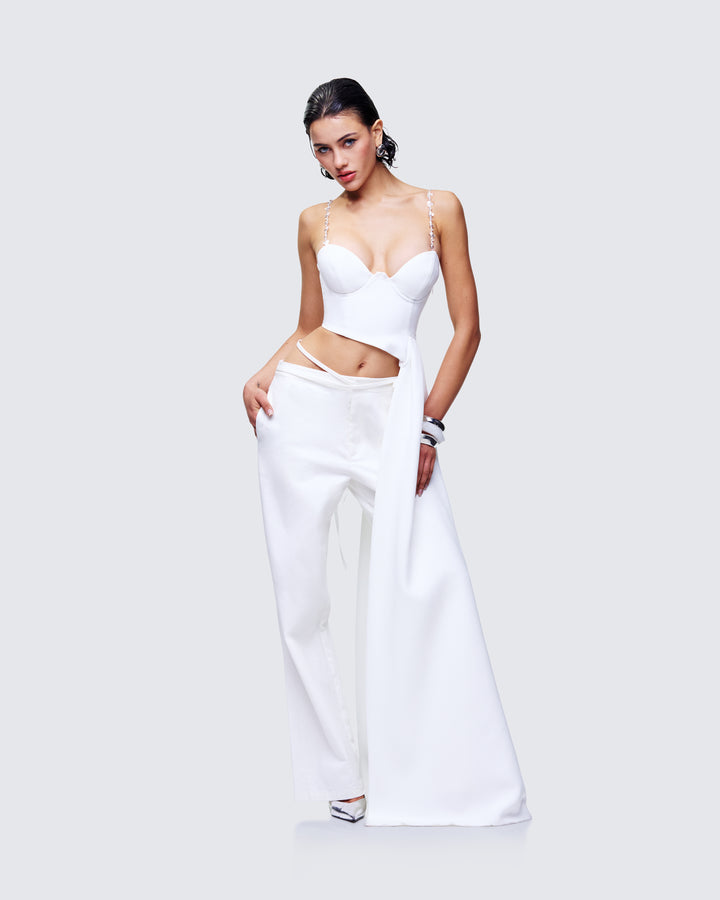 Bellamy White Asymmetric Detachable Strap Top