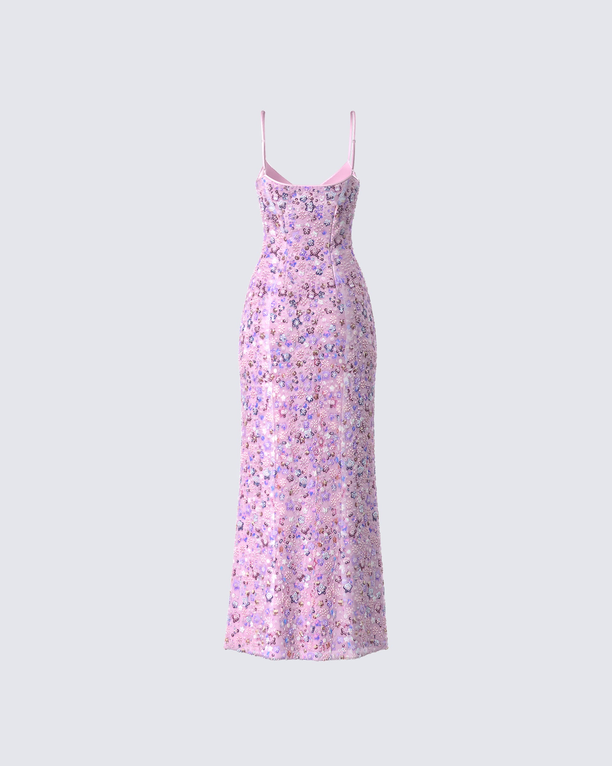 Pink Floral Sequin Maxi Dress - Formal Embellished Gown FINESSE Pink Floral Sequin Maxi Dress - Formal Embellished Gown FINESSE