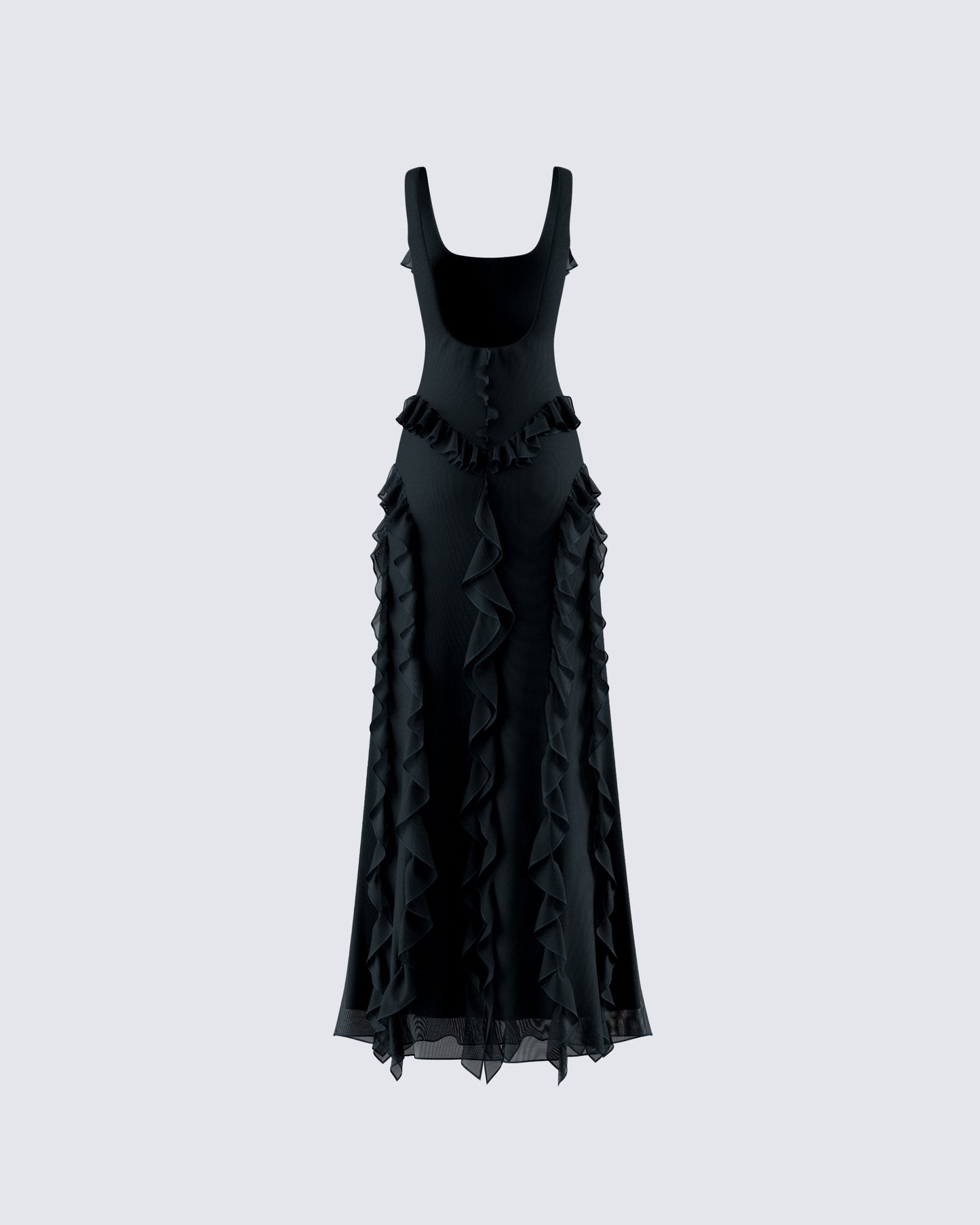 Katelyn Black Ruffle Maxi Dress