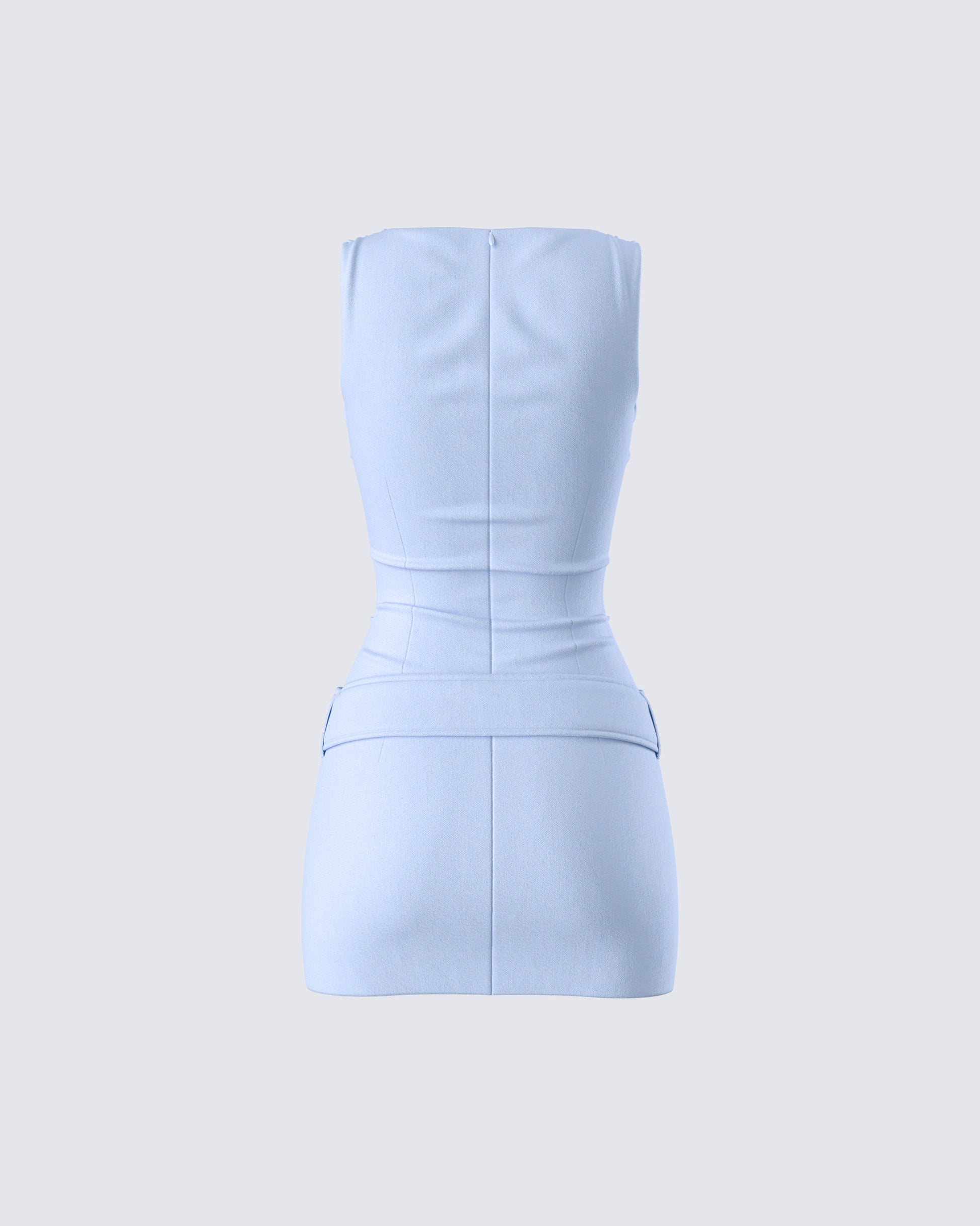 Blue Mini Dress - Sleeveless Belted Cocktail Party FINESSE Blue Mini Dress - Sleeveless Belted Cocktail Party FINESSE