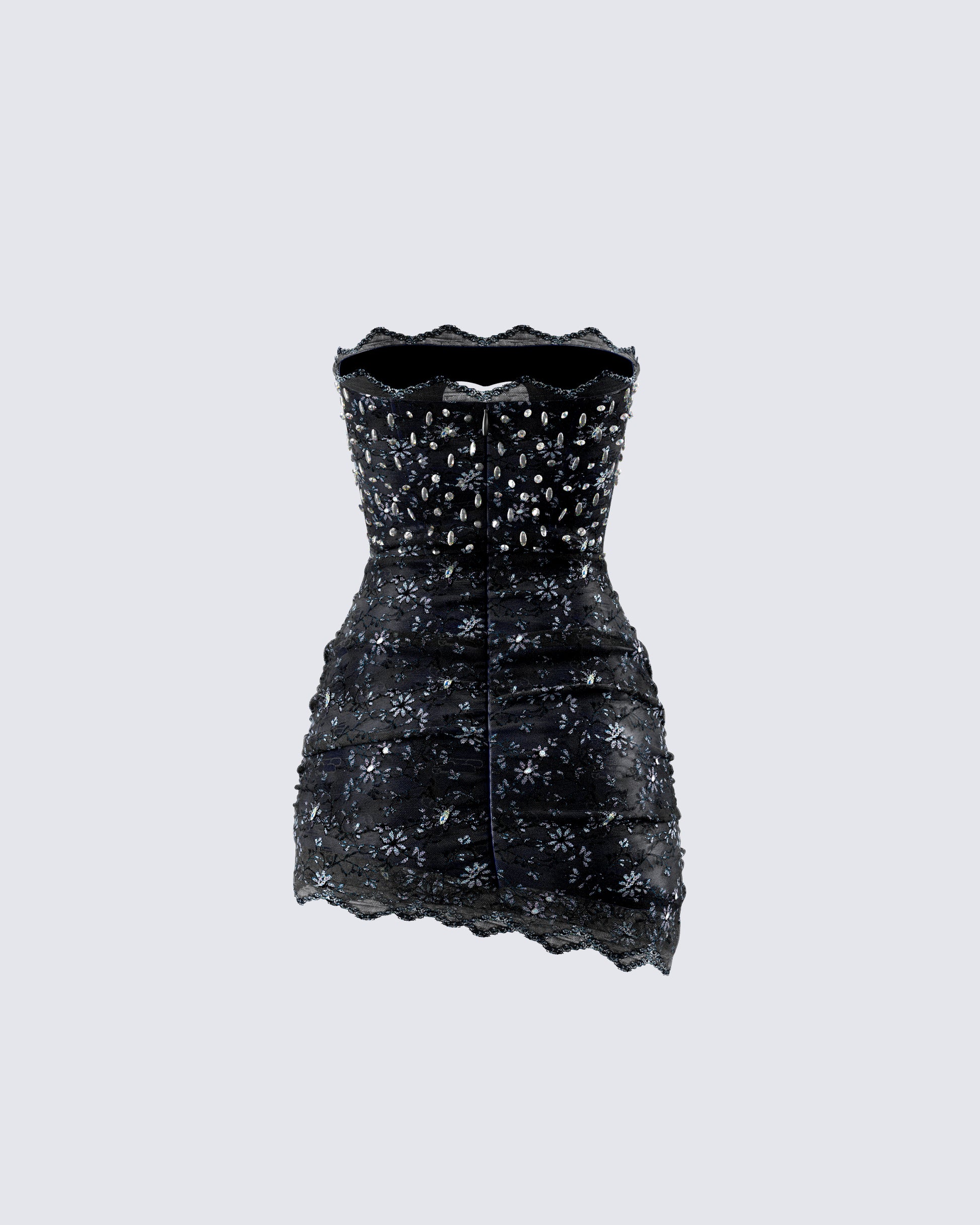 Black Beaded Mini Dress - Rhinestone Cutout Party FINESSE Black Beaded Mini Dress - Rhinestone Cutout Party FINESSE