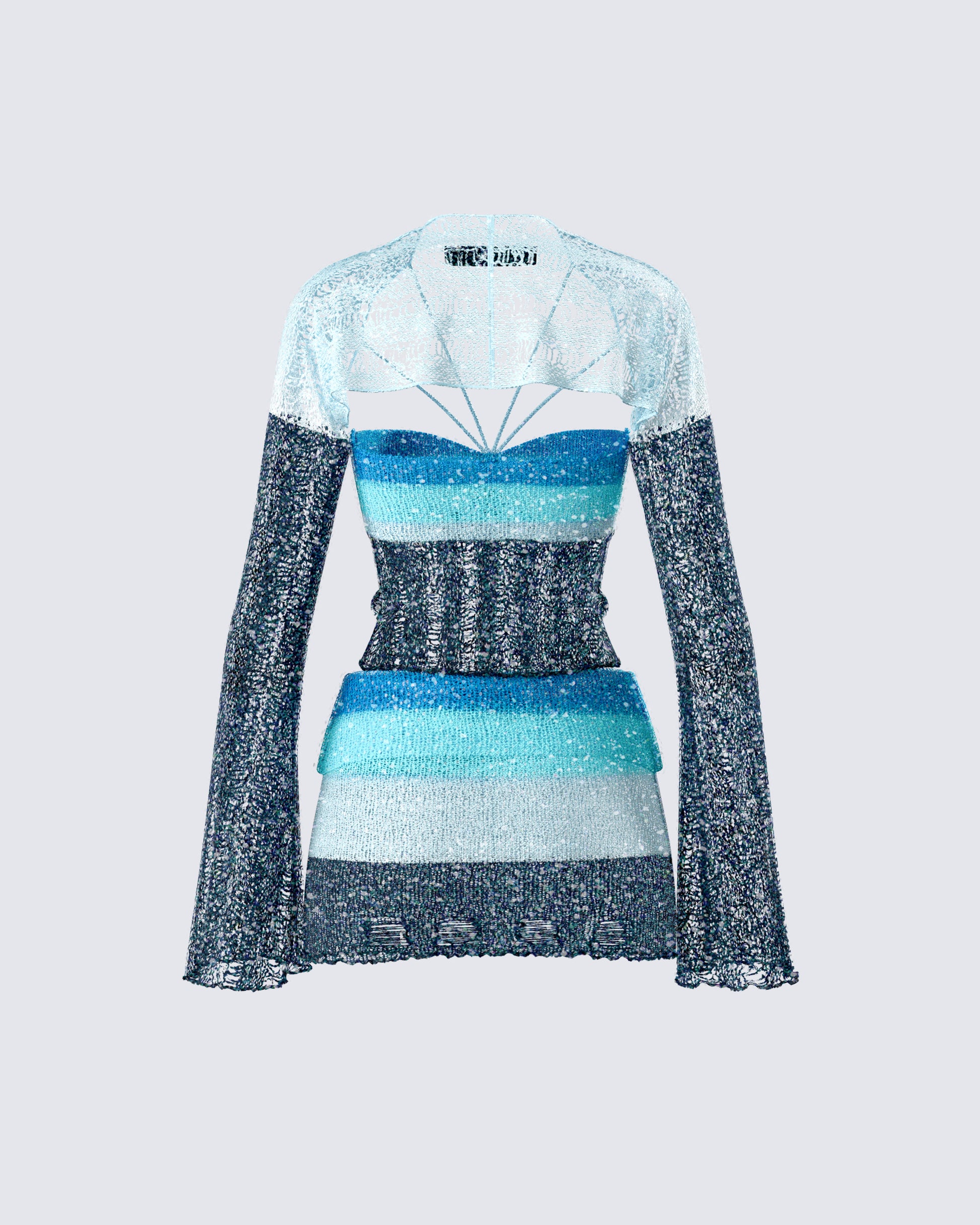 Black Blue Sequin Knit Two Piece Set Mini Skirt FINESSE Black Blue Sequin Knit Two Piece Set Mini Skirt FINESSE