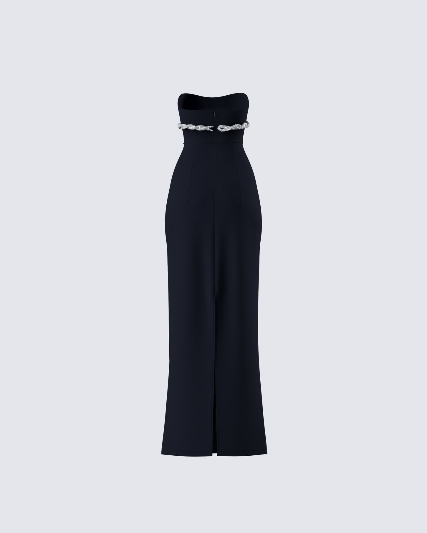 Via Black Crepe Embellished Gown