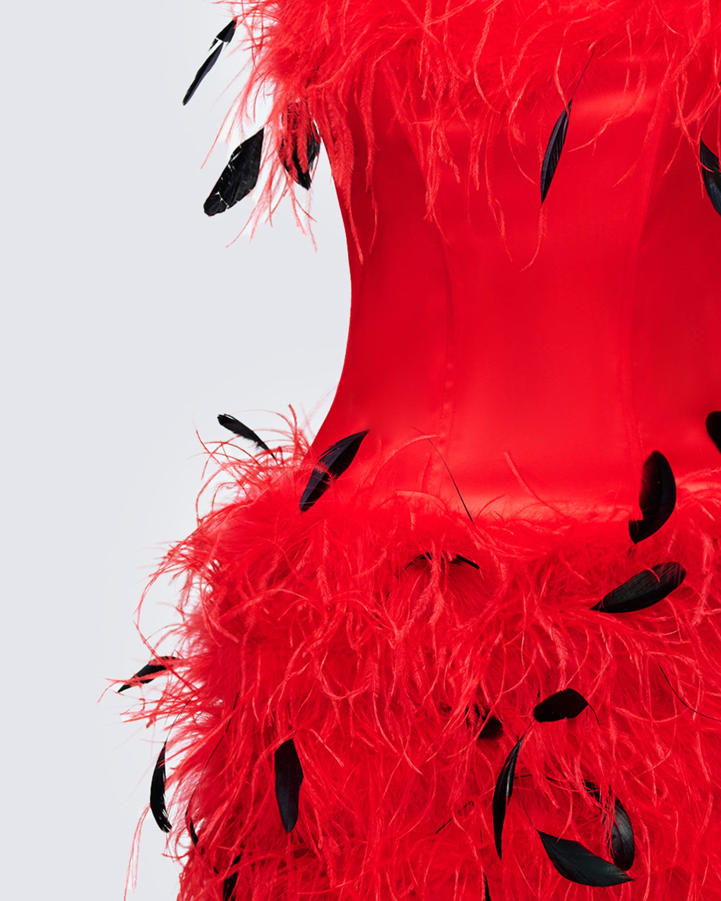 Meadow Red Feather Backless Mini Dress
