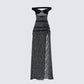 Ludovica Black Lace Bardot Maxi Dress