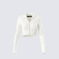 Alyssa White Knit Cropped Jacket