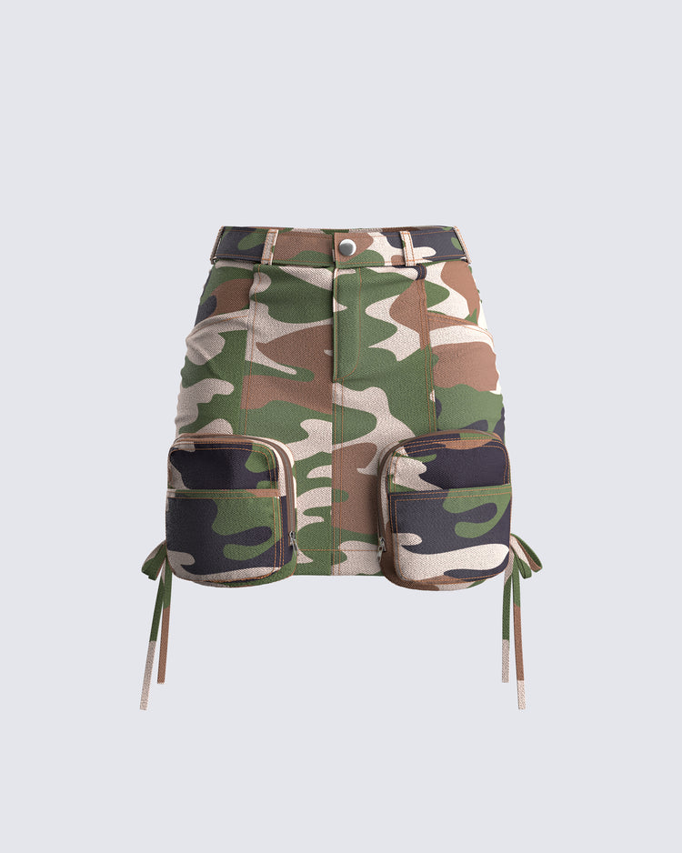 Merida Camo Zip Pocket Mini Skirt
