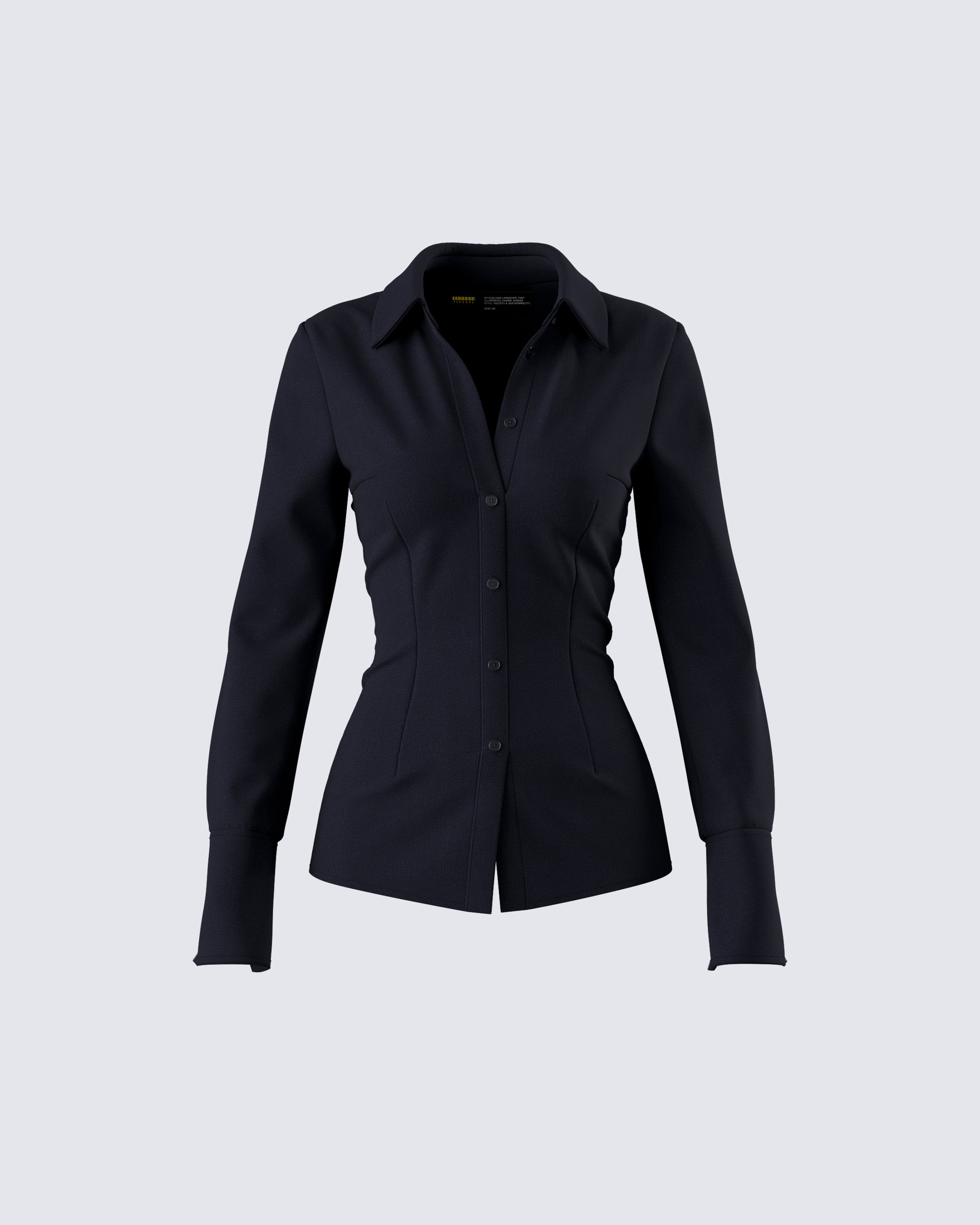 Black Fitted Button-Up Shirt - Corset Style Blouse FINESSE Black Fitted Button-Up Shirt - Corset Style Blouse FINESSE
