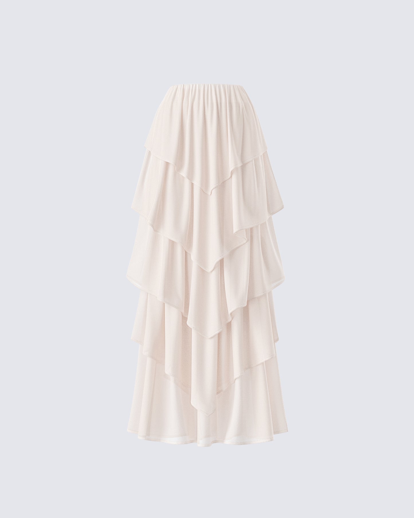 Zana Cream Tiered Ruffle Maxi Skirt