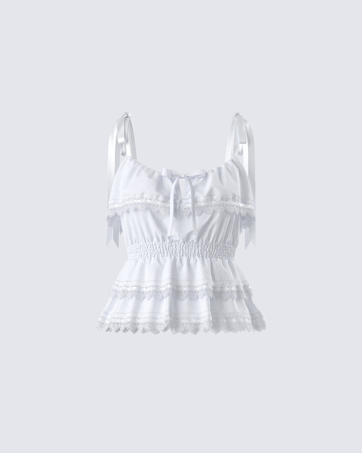 Shannyn White Ruffle Tie Top