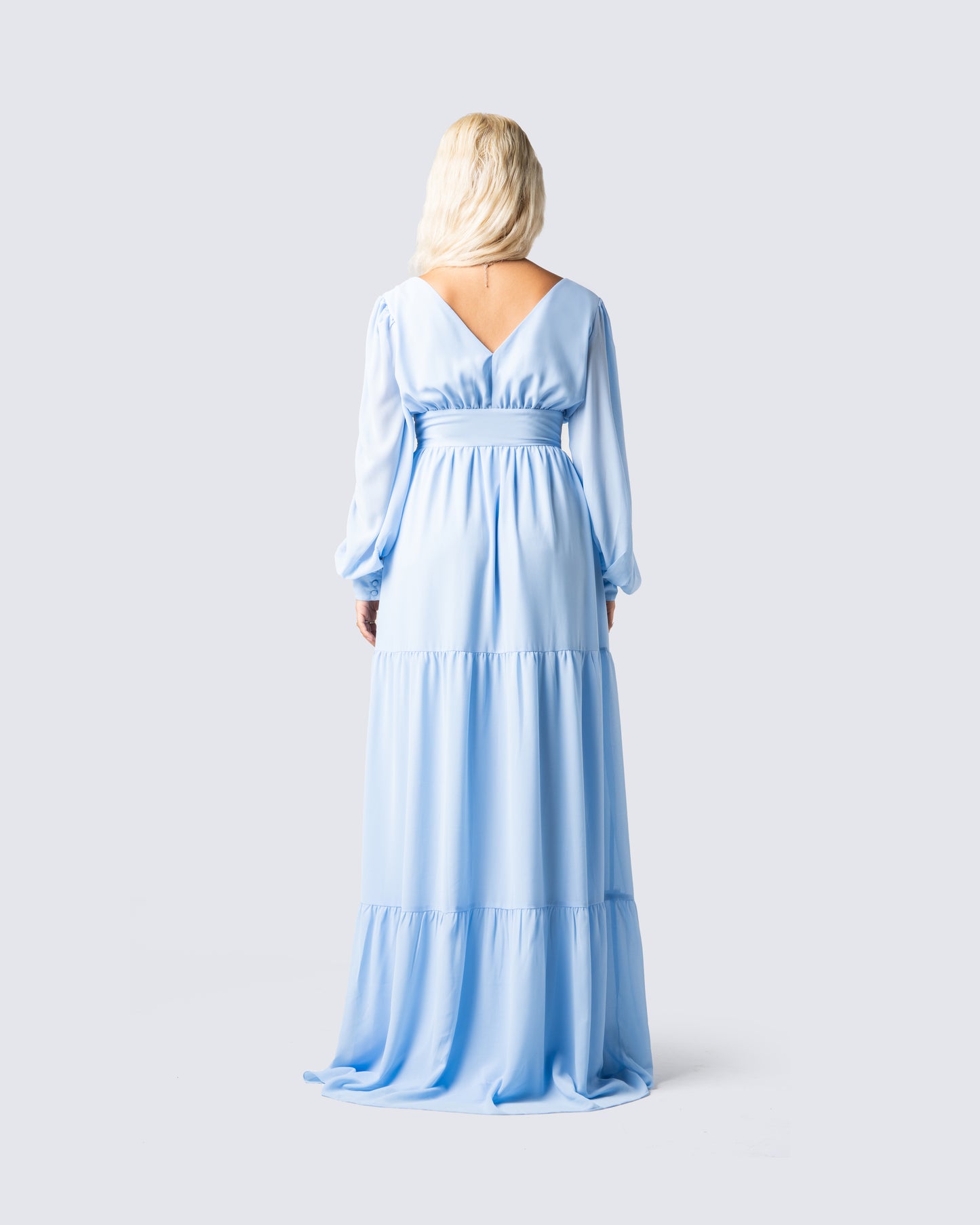 Louise Baby Blue Tiered Maxi Dress