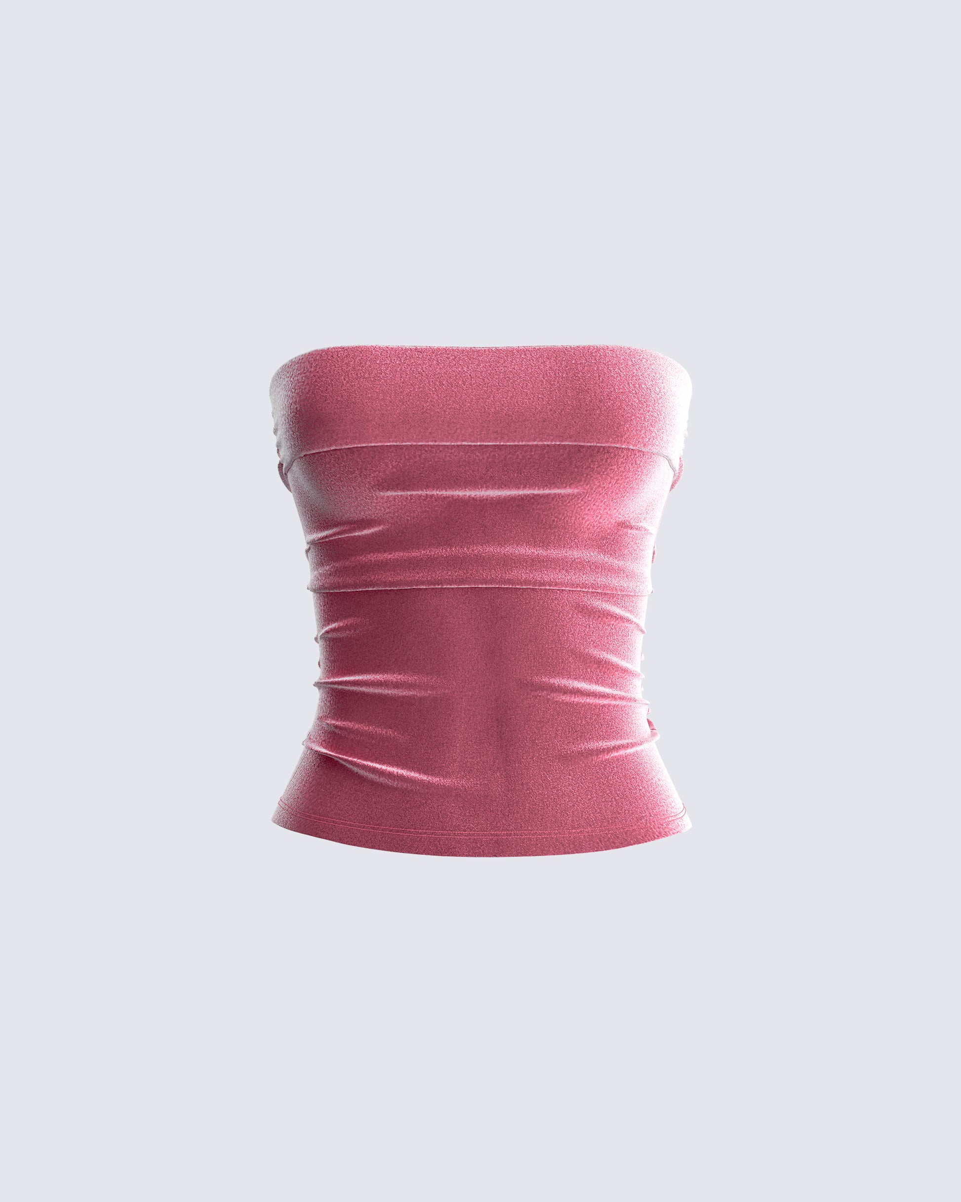 Pink velvet bandeau V neck top