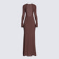 Landis Brown Knit Maxi Dress