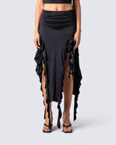 Veeti Black Jersey Ruffle Skirt – FINESSE