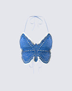 Olivette Blue Denim Butterfly Top product front