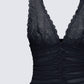 Hyacinth Black Floral Bow Detail Top
