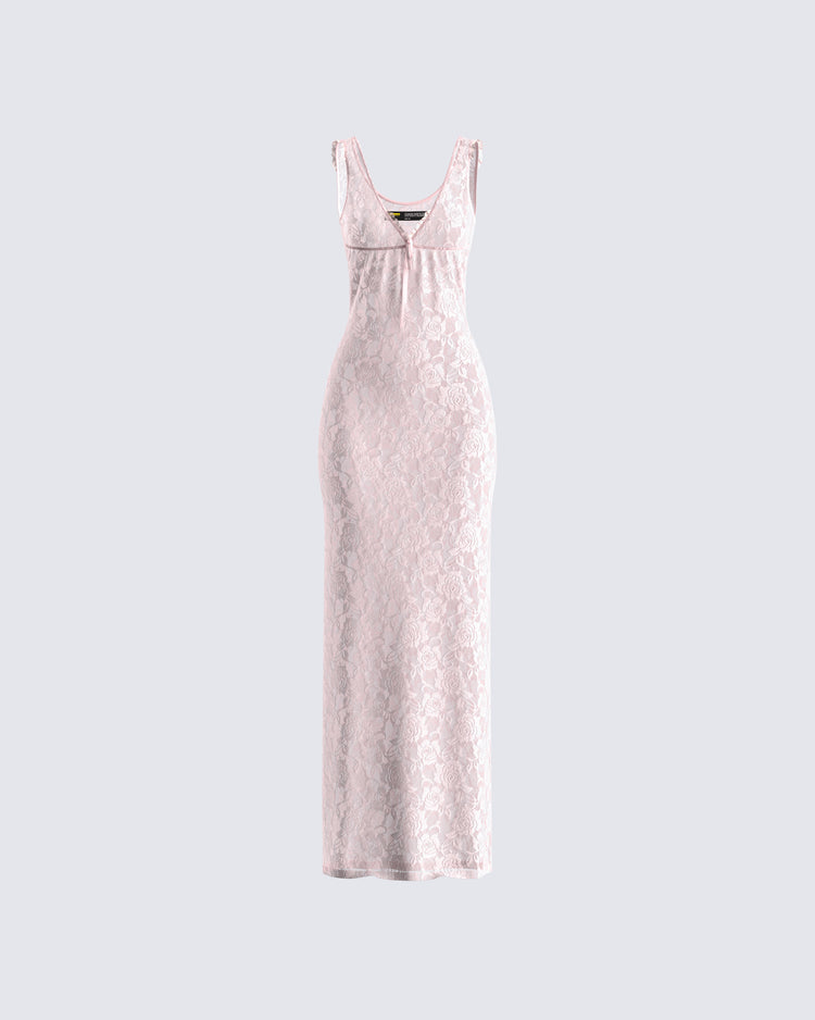 Scarlett Pink Lace Maxi Dress