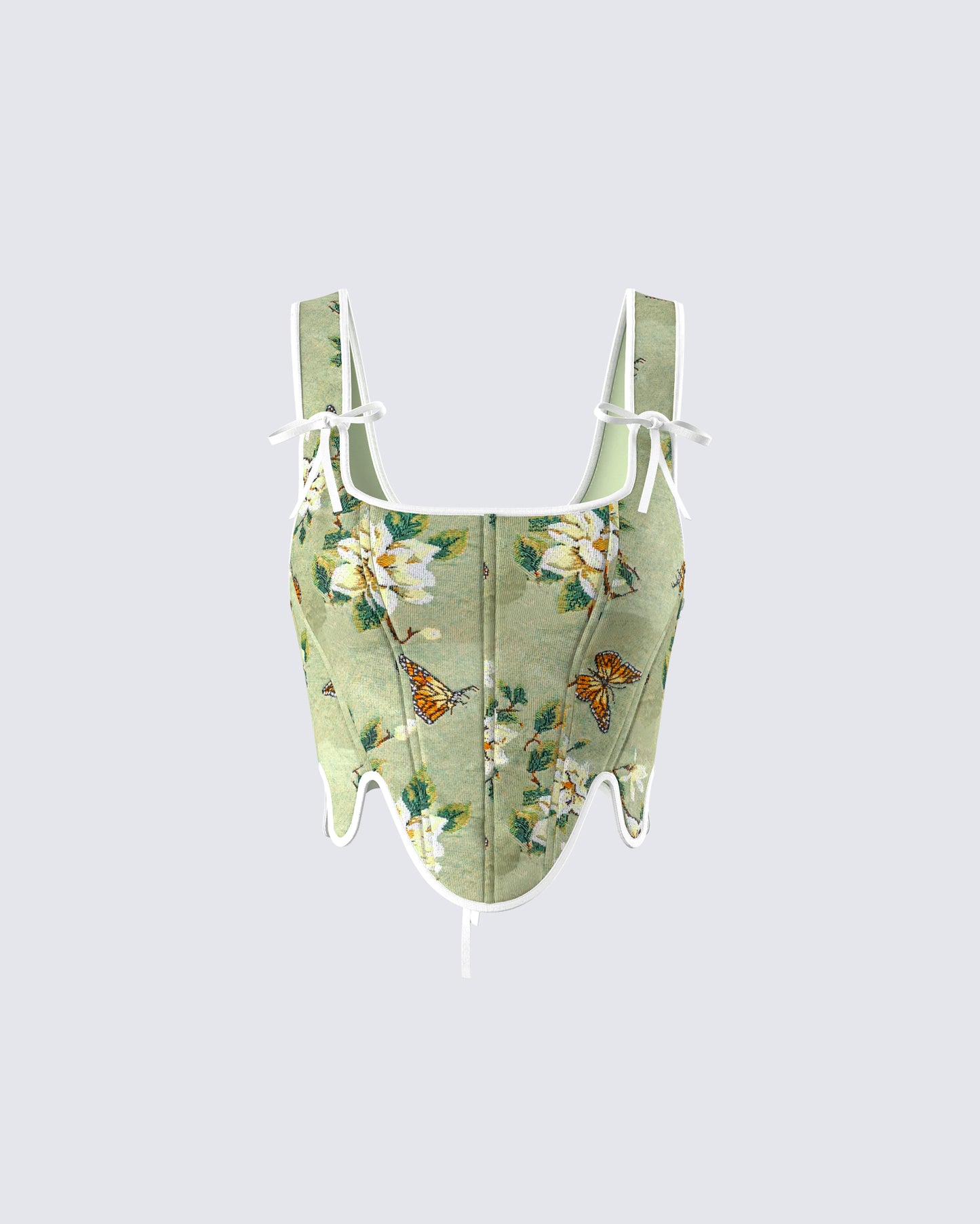 Samara Green Floral Jacquard Corset Top