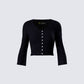 Kimmy Black Ribbed Cardigan Top