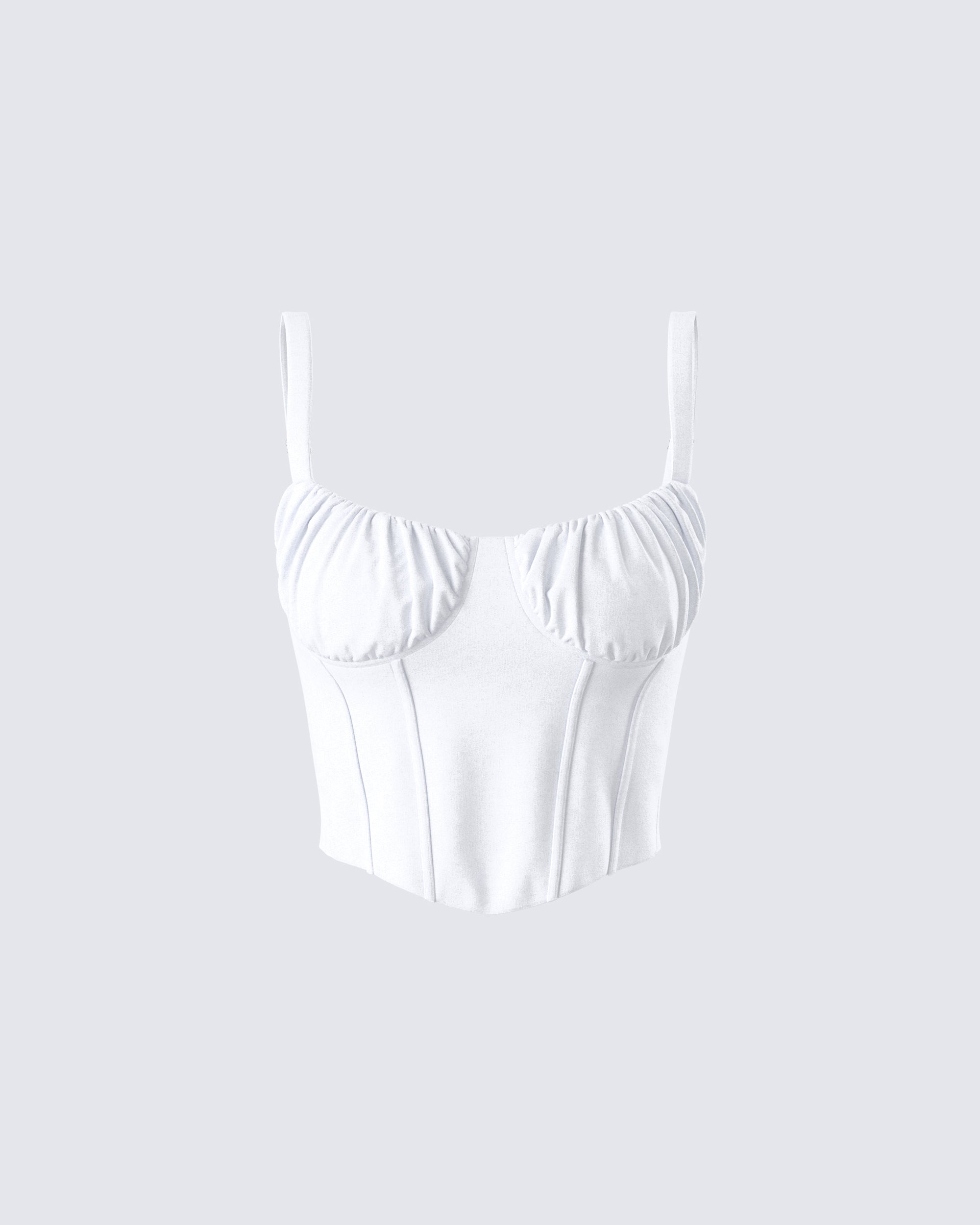 Adely White Shirred Bustier – FINESSE