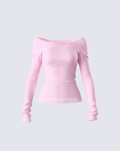 ◆HILLDA◆ Curve Button Off Shoulder Tee Pink HDT001P Curve Button Off -Shoulder Tee in Pink – ap0cene
