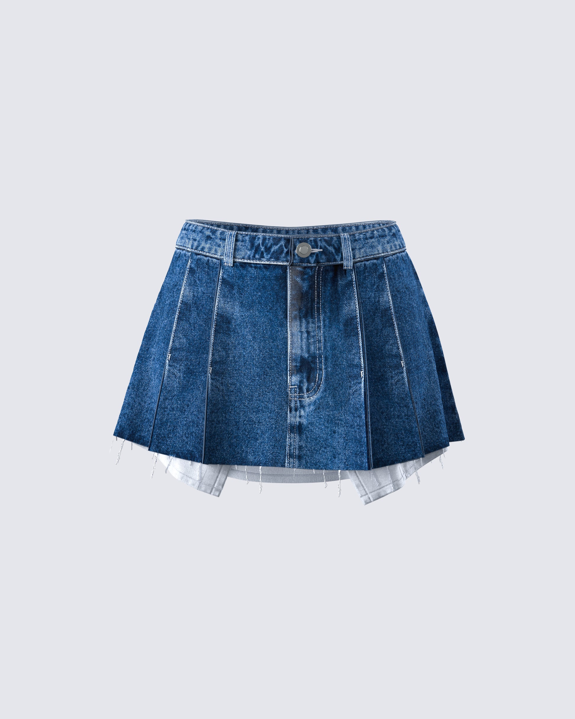Robyn Pleated Denim Mini Skirt – FINESSE - Main Image