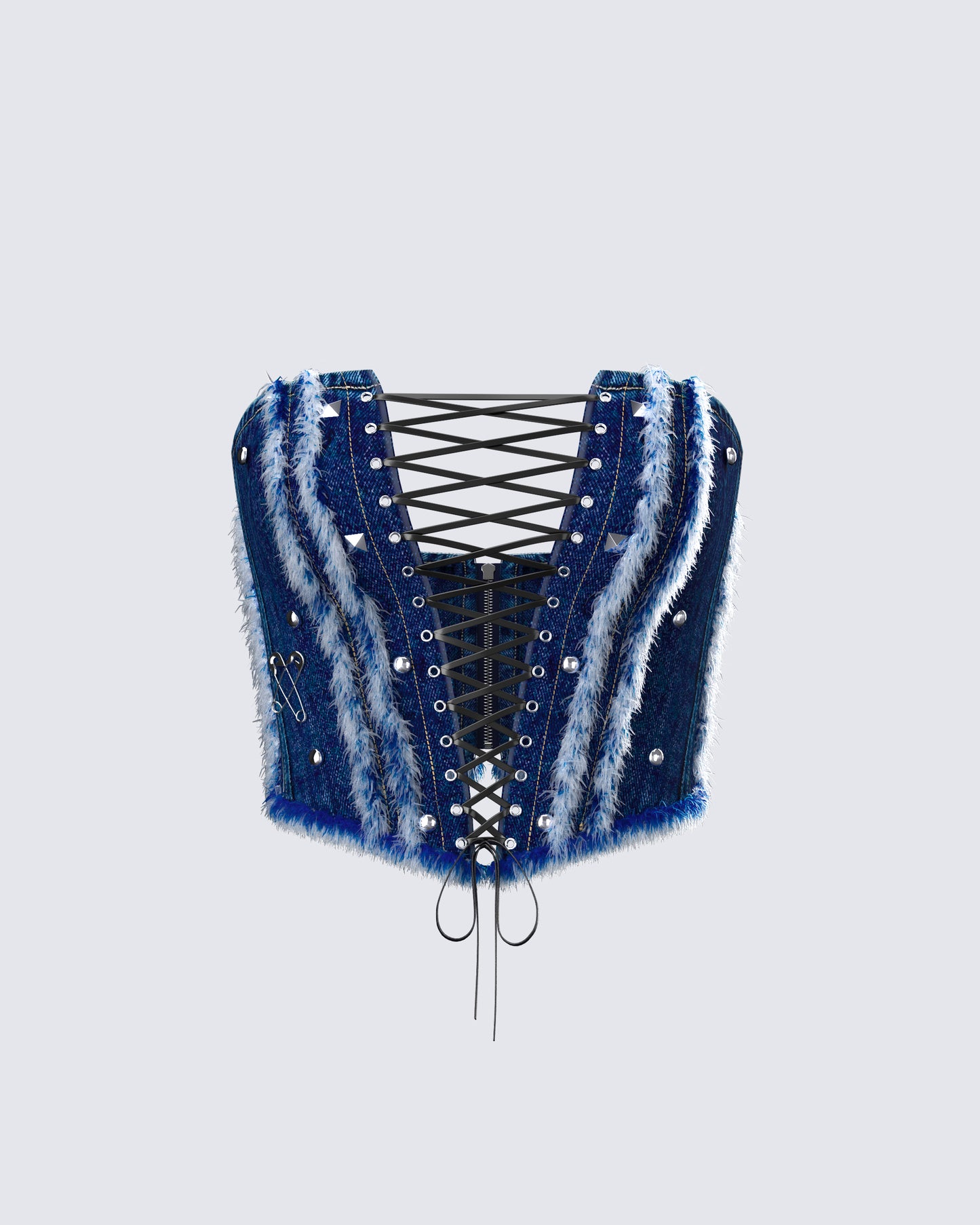 Maja Blue Denim Lace Up Corset Top