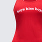 Noel Red Ribbed Slogan Tank