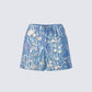 Kian Blue Denim Lace Overlay Shorts